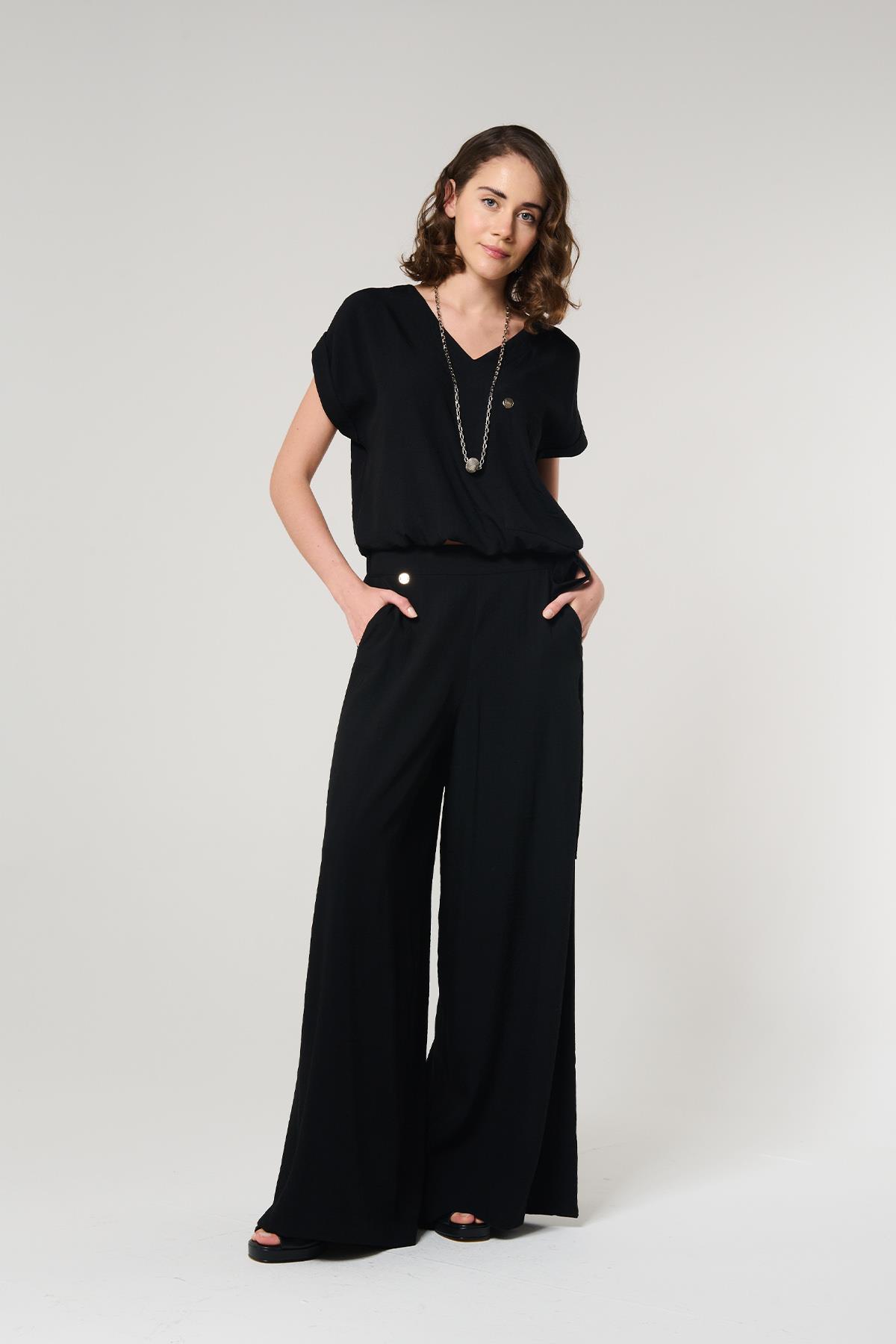 Siyah Renk Palazzo Pantolon