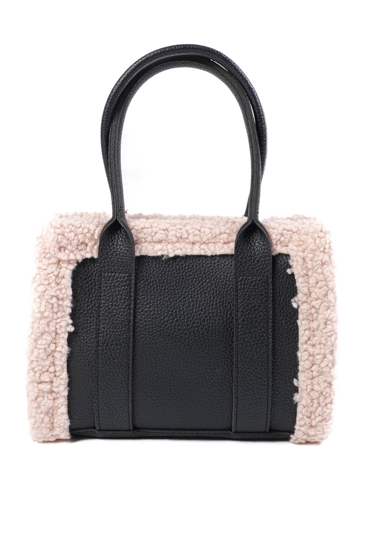 Siyah Renk Suni Kürk Detaylı El Ve Omuz Çantası 