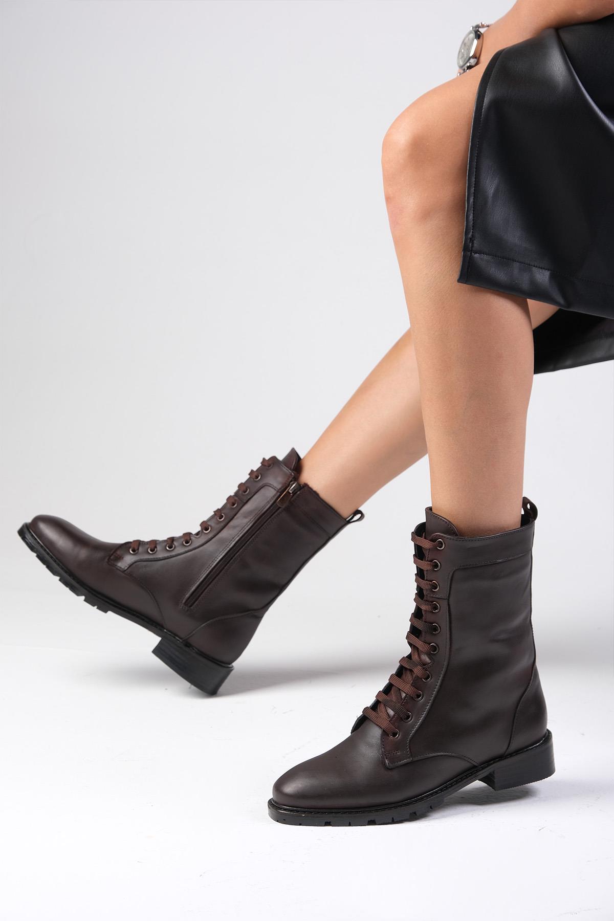 Solana Hakiki Deri Kahverengi Postal Bot