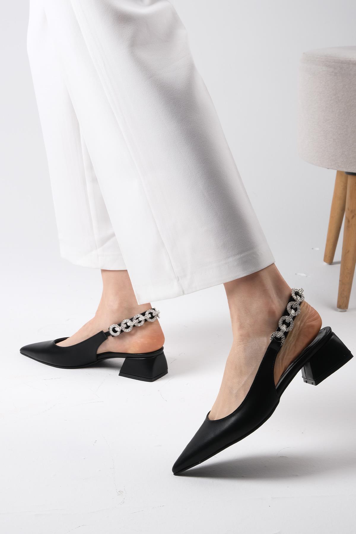 Sophie Siyah Renk Kısa Topuklu Ayakkabı