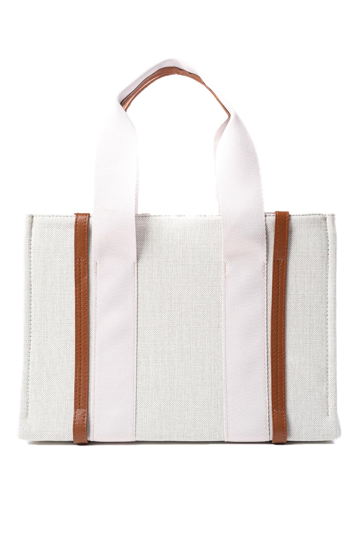 Taba Biyeli Bej Renk Kanvas El Ve Omuz Çantası