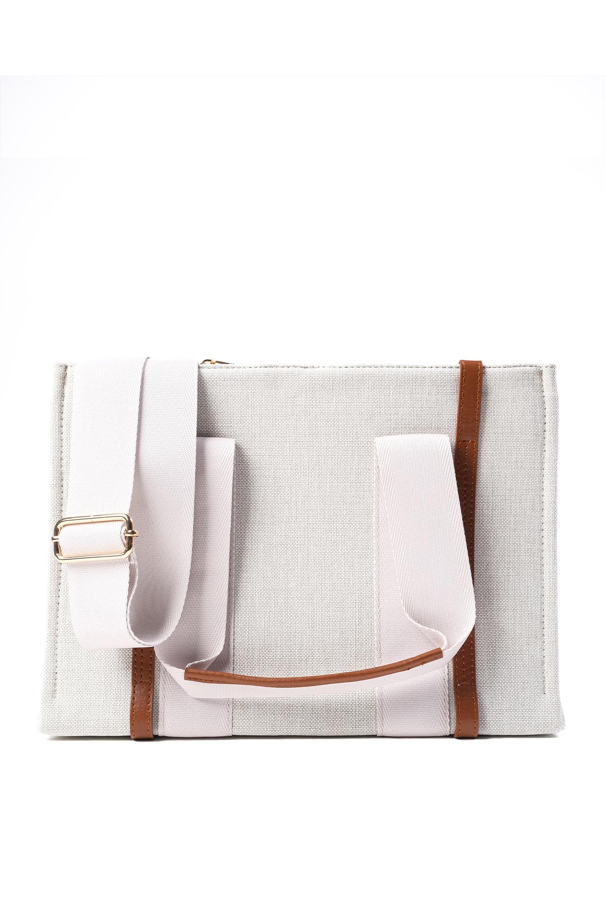 Taba Biyeli Bej Renk Kanvas El Ve Omuz Çantası