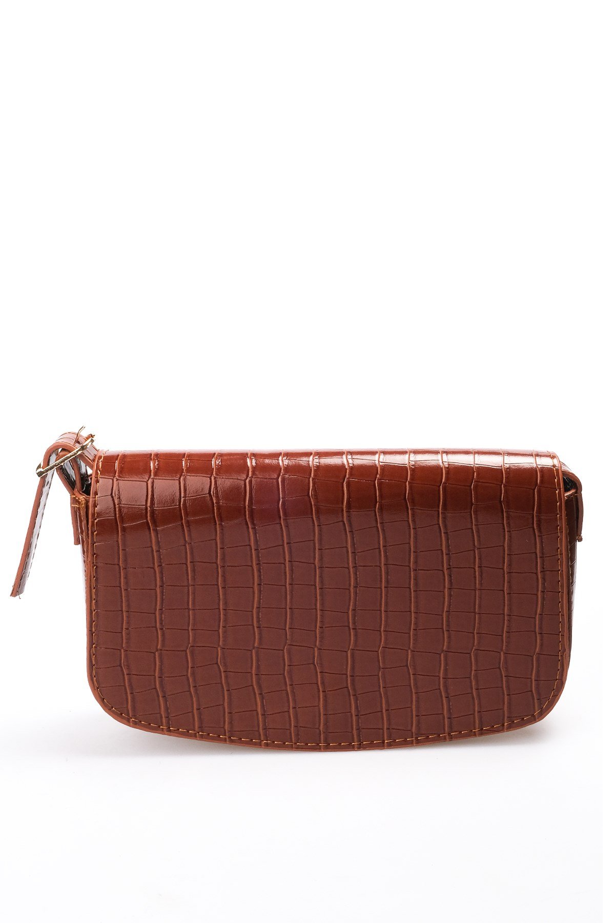 Taba Renk Krokodil Baskılı Kadın Omuz Çantası