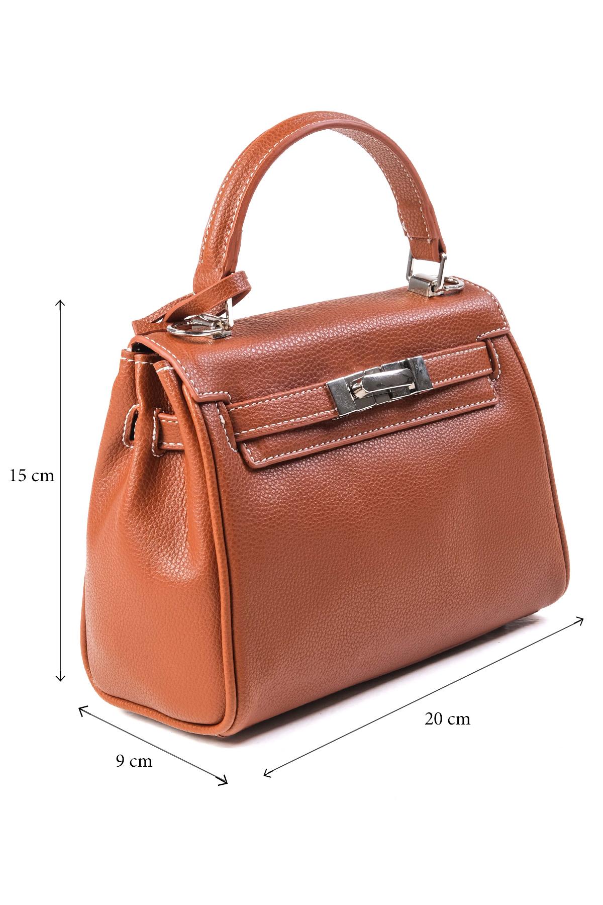 Taba Renk Küçük Boy El ve Omuz Çantası