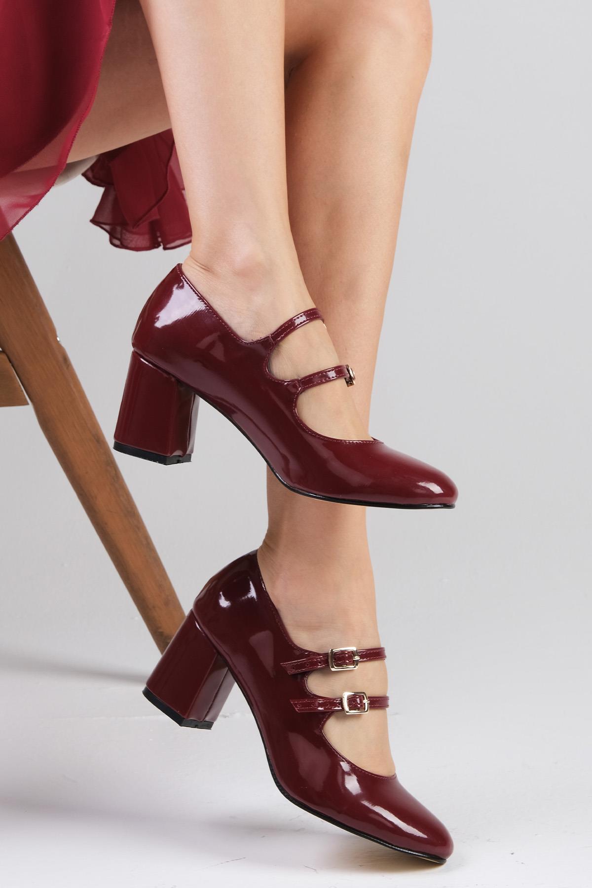 Tiana Bordo Renk Topuklu Ayakkabı
