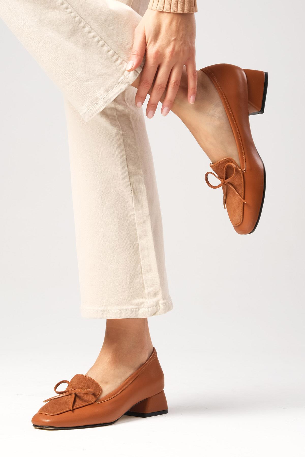 Tilda Taba Renk Kısa Topuklu Ayakkabı