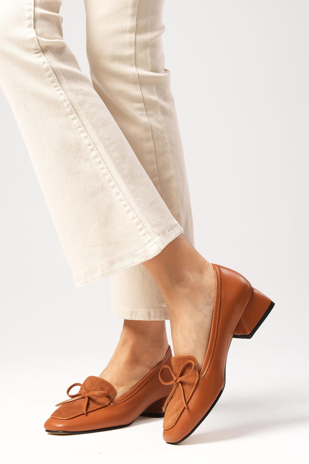 Tilda Taba Renk Kısa Topuklu Ayakkabı