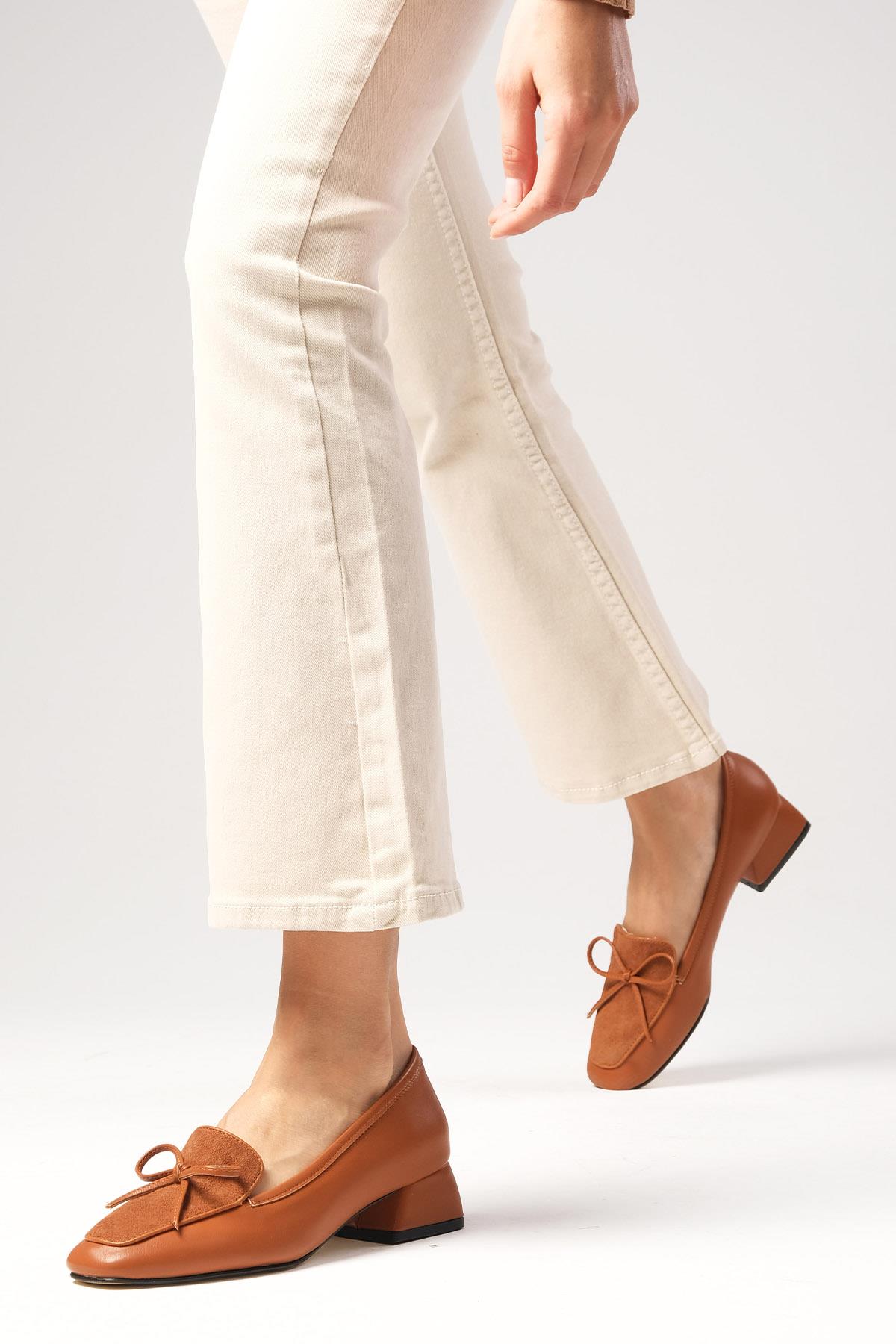 Tilda Taba Renk Kısa Topuklu Ayakkabı