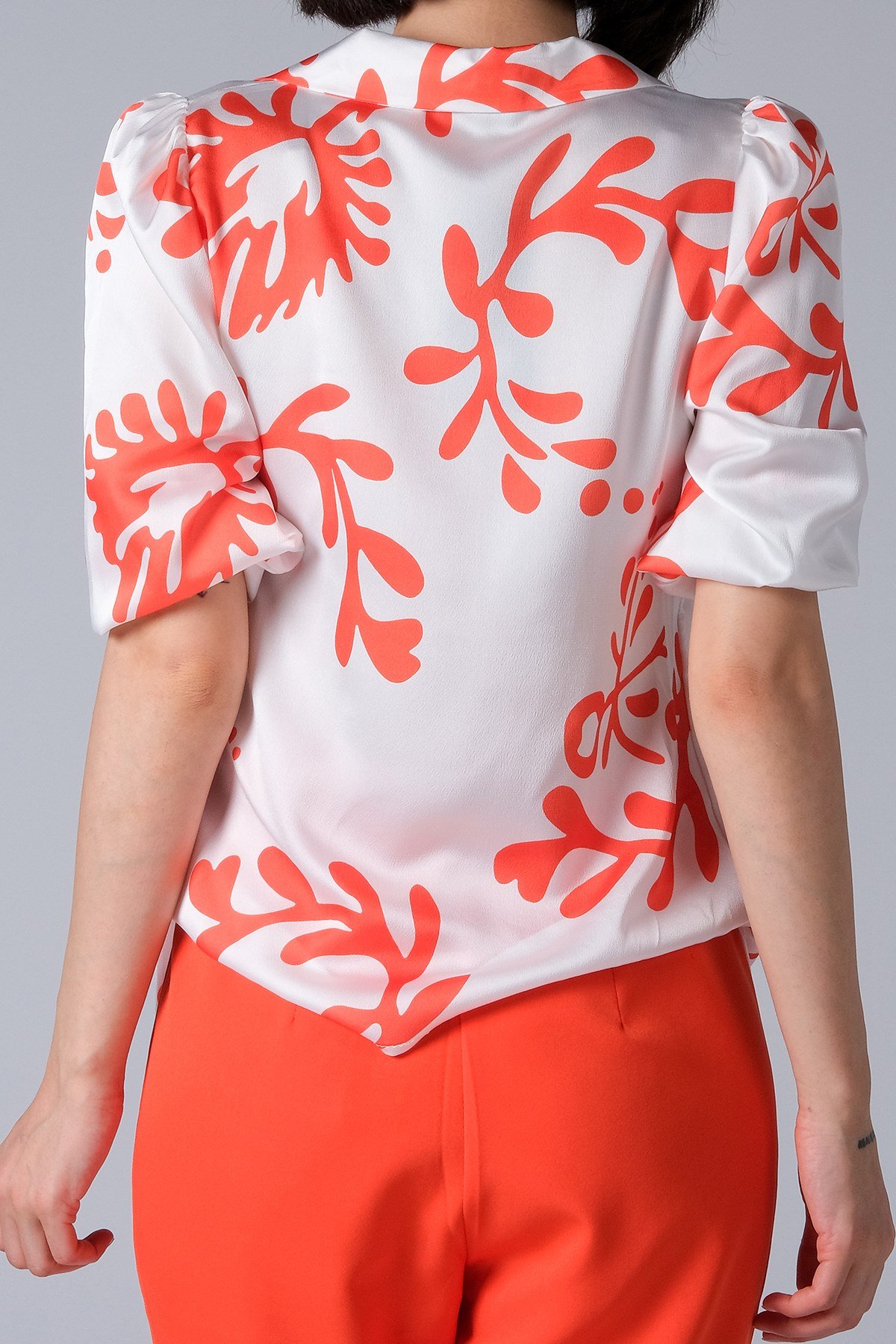 MIOROPA Turuncu Renk Desenli Kadın Bluz 