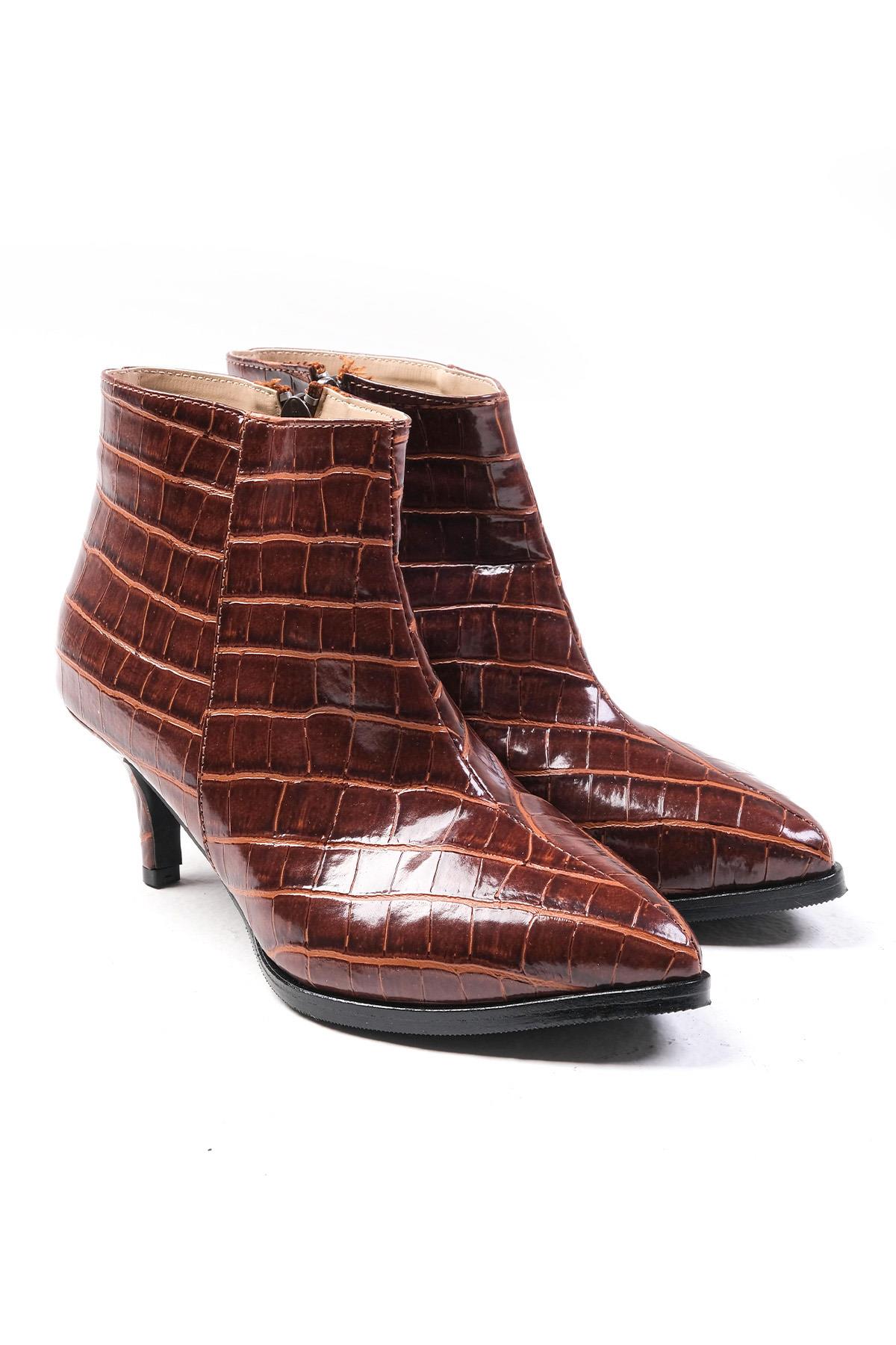 Vanessa Taba Renk Krokodil Desenli Bilekte Bot