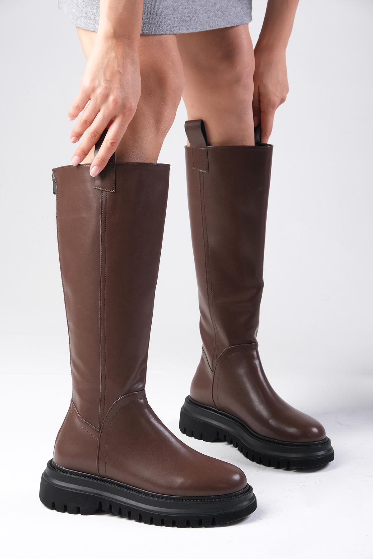 Veronica Kahverengi Fermuarlı Postal Çizme