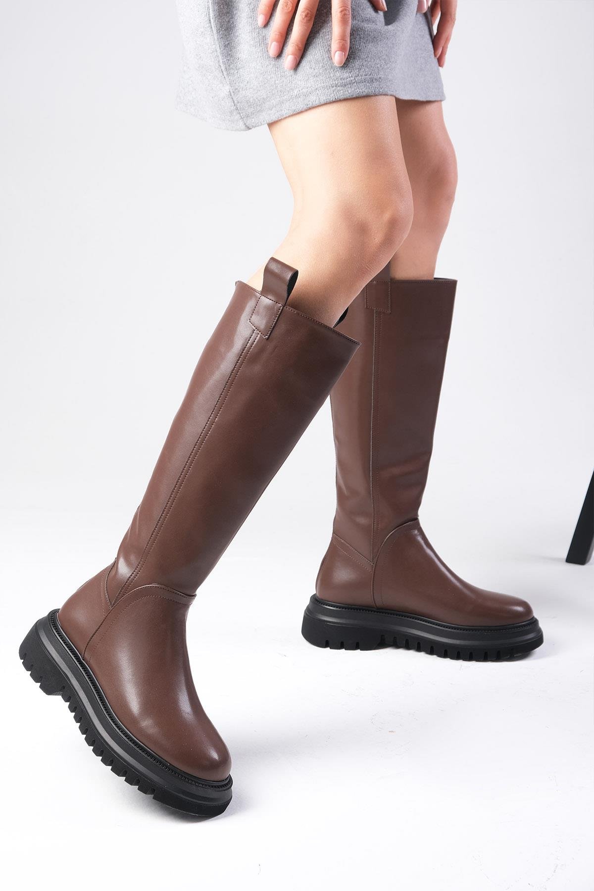 Veronica Kahverengi Fermuarlı Postal Çizme