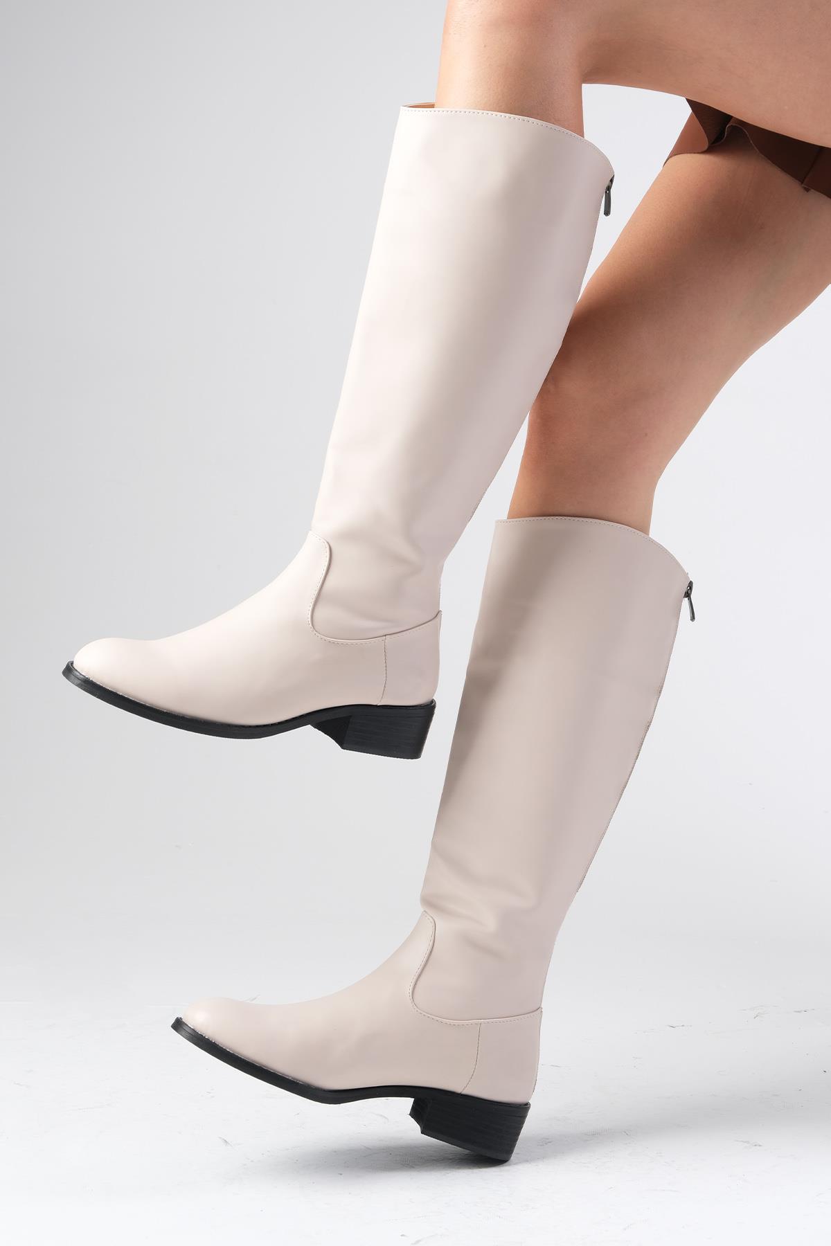 Vivien Bej Renk Fermuarlı Çizme