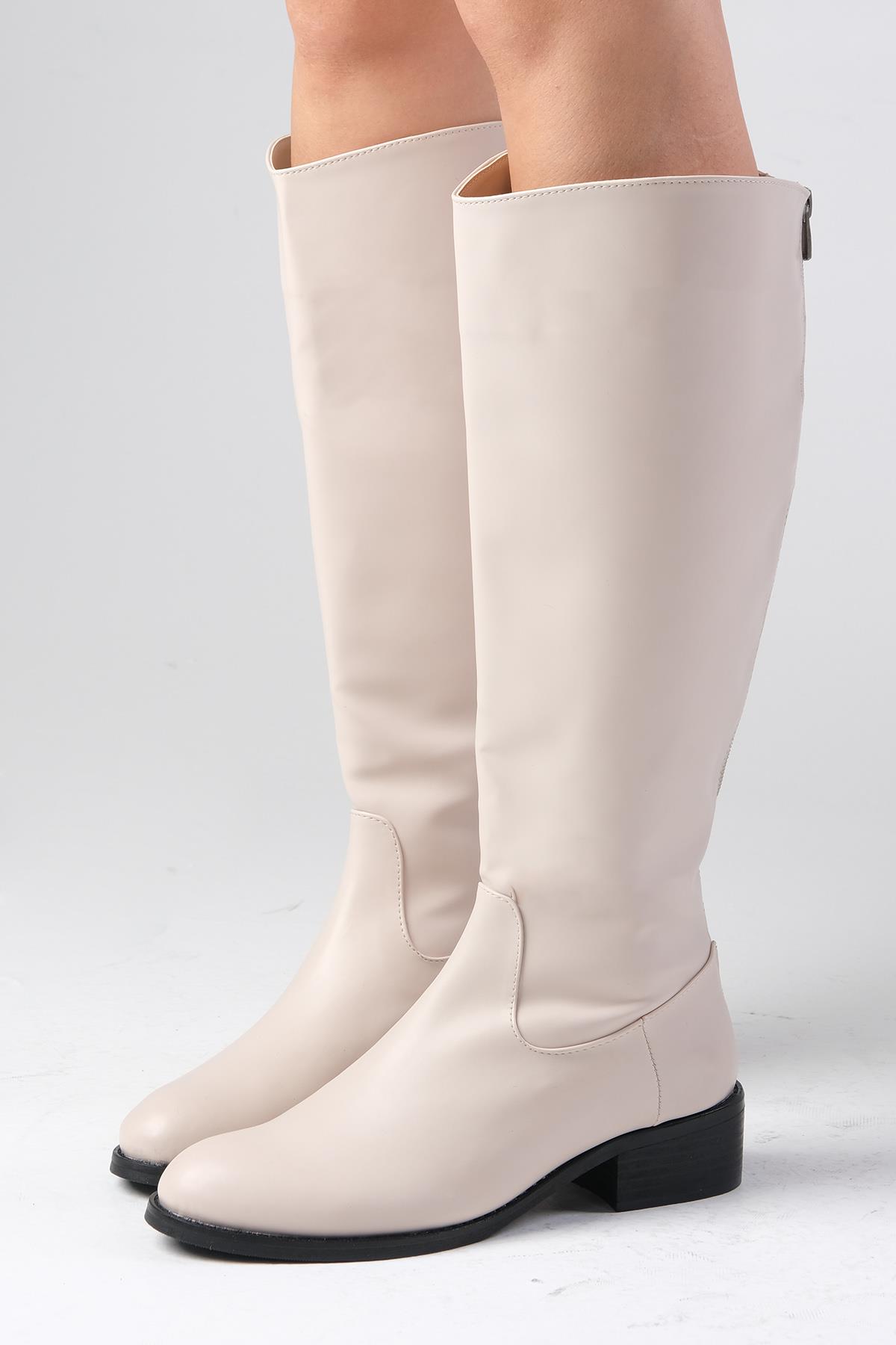 Vivien Bej Renk Fermuarlı Çizme