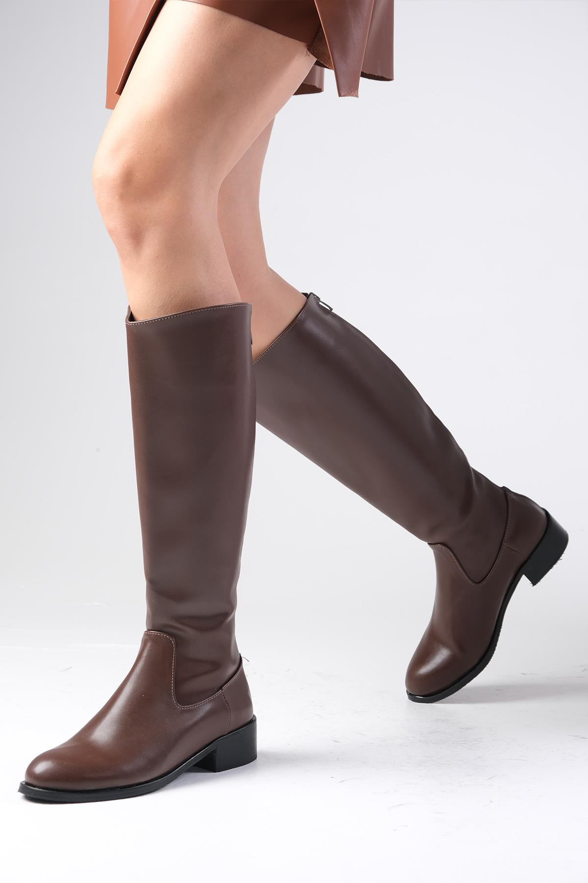 Vivien Kahverengi Fermuarlı Çizme