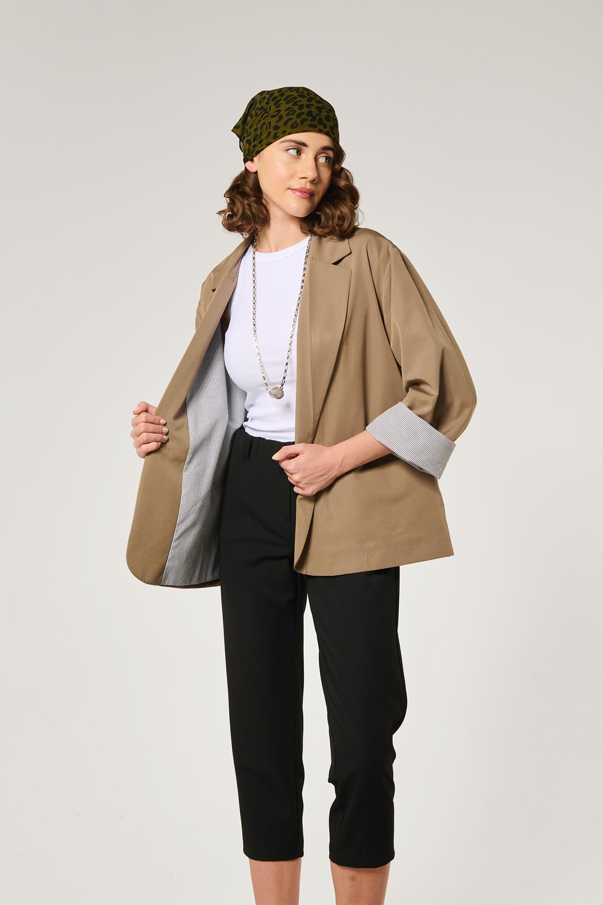 Yağ Yeşili Oversize Ceket