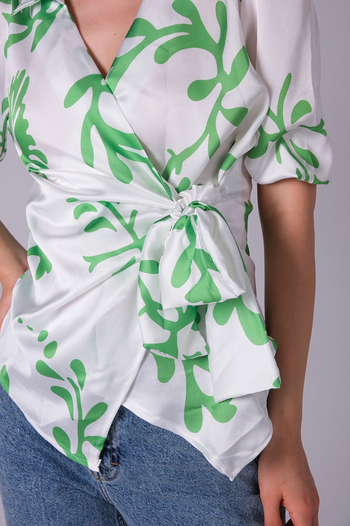 MIOROPA Yeşil Renk Desenli Kadın Bluz 