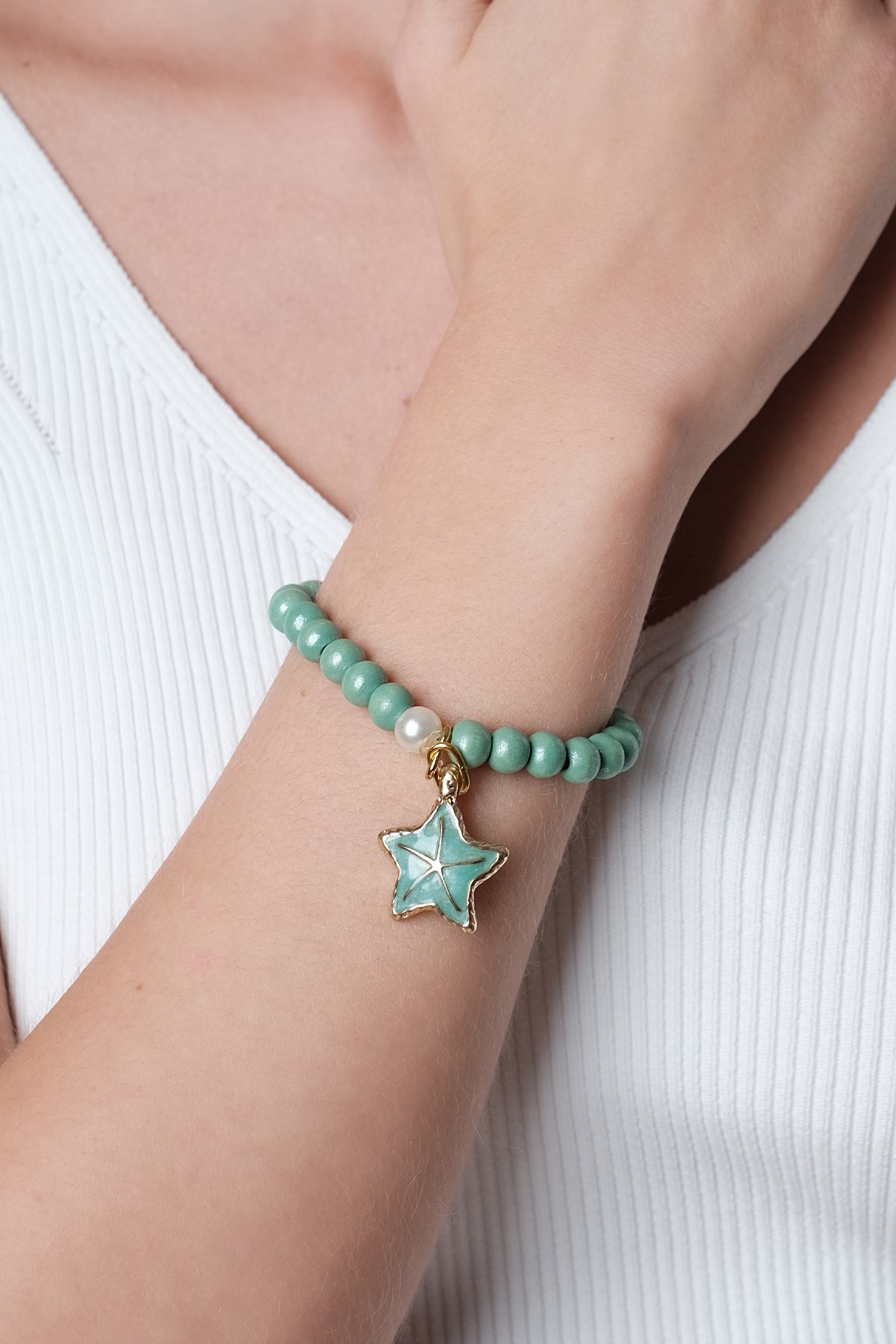 Yeşil RenkTahta Boncuklu Bileklik