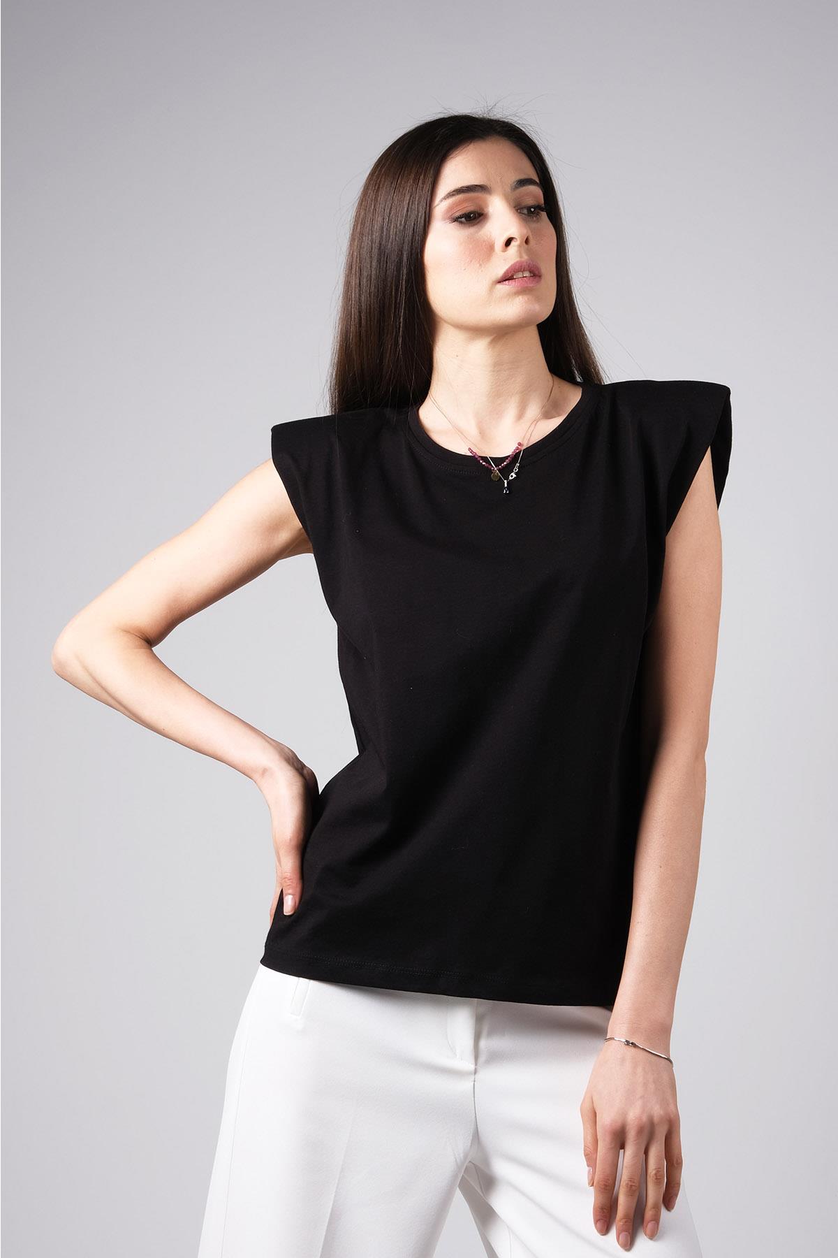 MIOROPA Siyah Renk Vatkalı Kadın Tişört