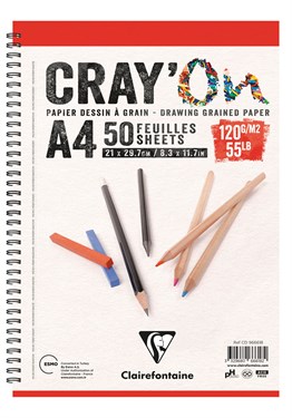 Clairefontaine CrayOn Çizim Blok A4 120 Gr 50 Yaprak Yandan Spiralli