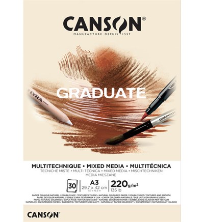 Canson Graduate Mix Media Natural 220G 30 Sayfa A3