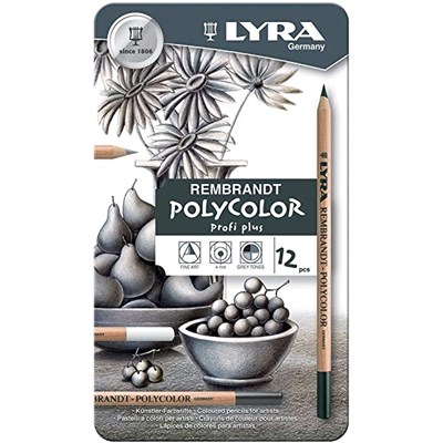 Lyra Rembrand Polycolor 12'Li Metal Kutu Gri Tonlar