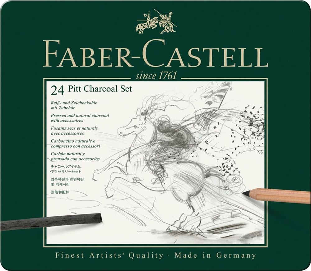 Faber Castell Pitt Monochrome Chorcoal Set 24 Pieces | Karin Art Supplies
