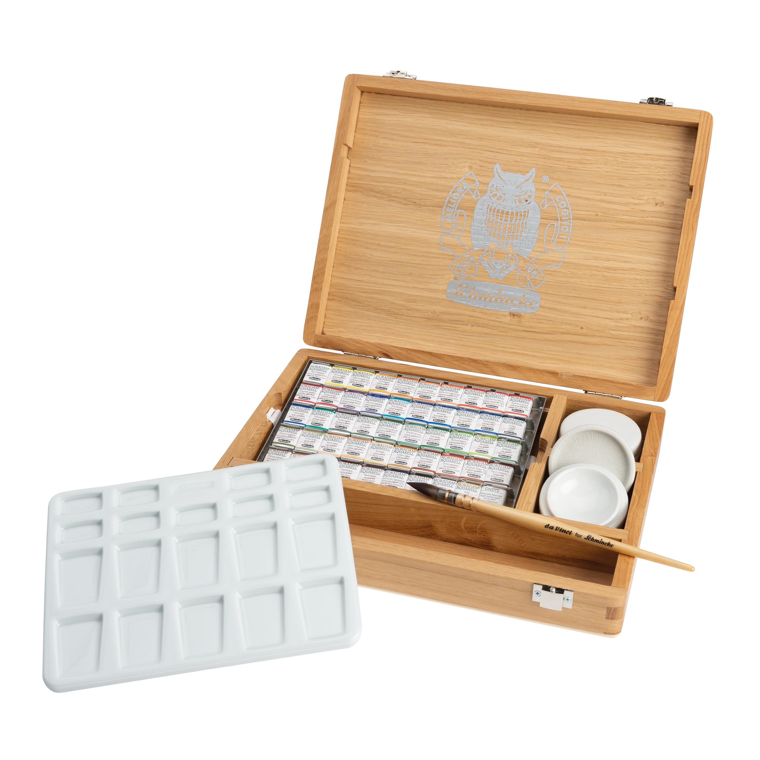 Reise-Aquarellpalette Aus Keramik – 9 Mulden, Mit Deckel & Metallbox, Für Unterwegs