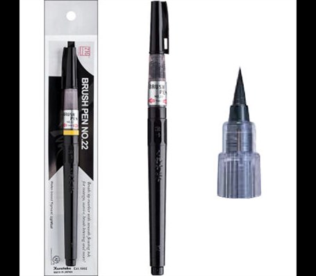 Zig Mangaka Brush Pen Siyah Doldurulabilir Hazneli Fırça No: 24
