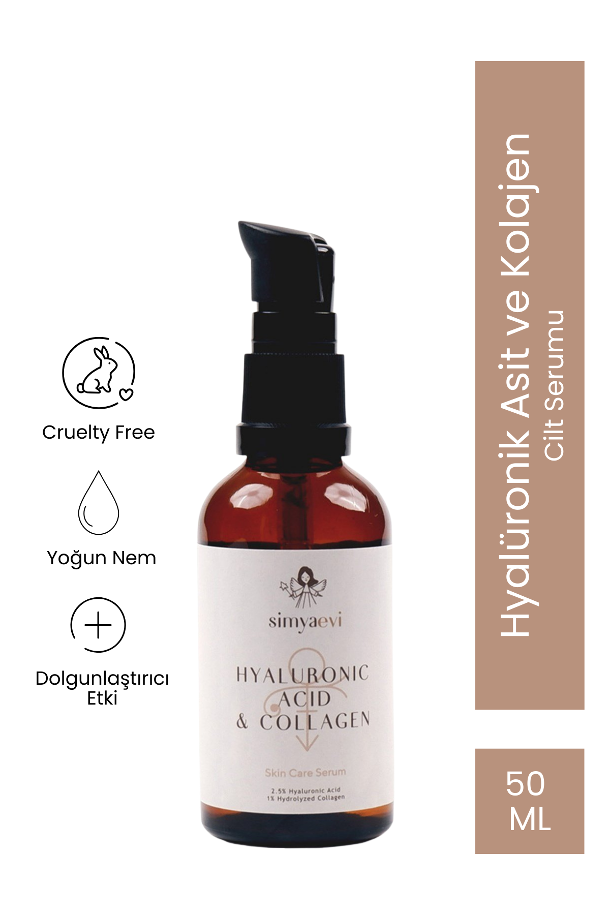 Hyaluronik Asit ve Kolajenli Cilt Bakım Serumu (50 ml) - Simya Evi - Cilt Bakımı