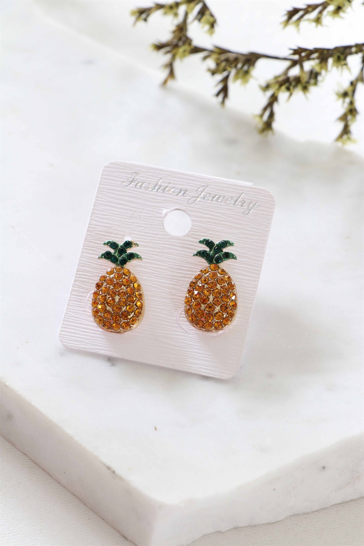  Ananas Zirkon Gömme Taşlı Küpe