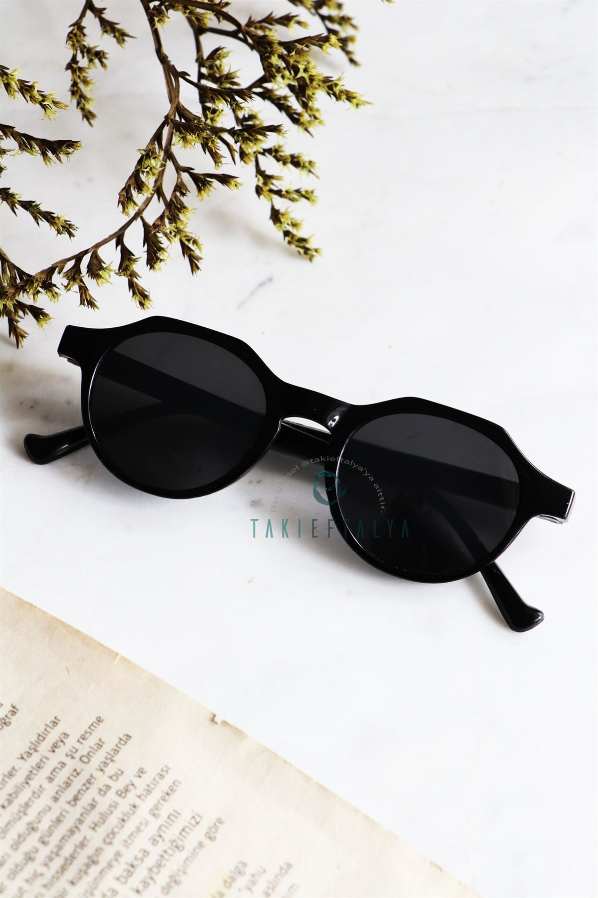  Unisex Vintage Style Black Güneş Gözlüğü