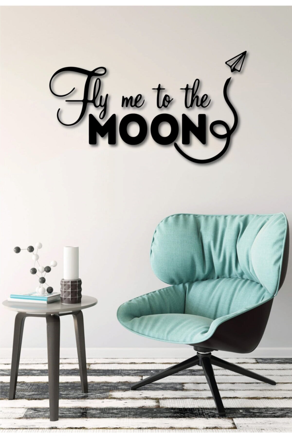 Ahşap Sanat Atölyesi Fly Me To The Moon Duvar Yazısı