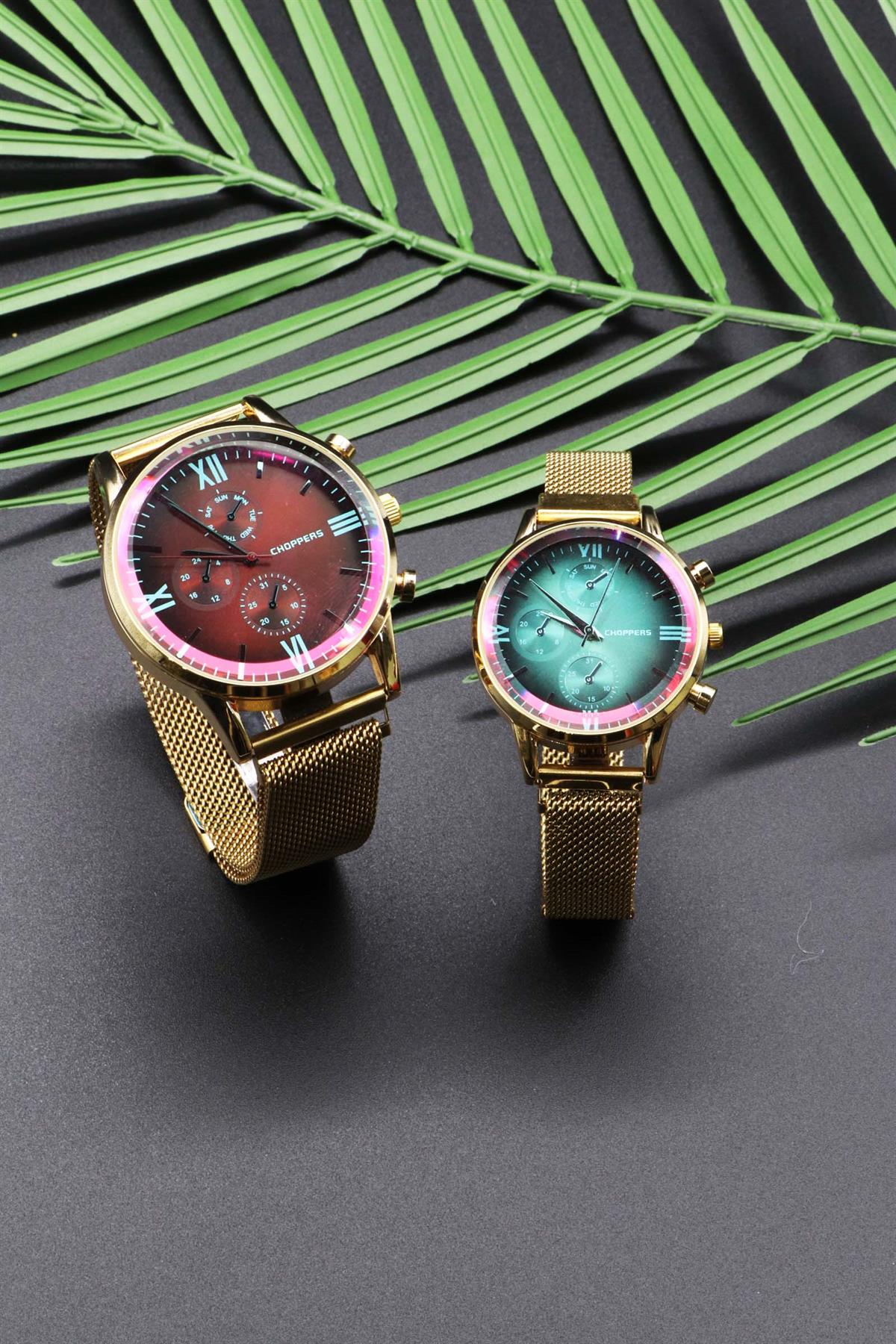 Analog Gold Mıknatıs Kordon Düğmeli Çift Kol Saati