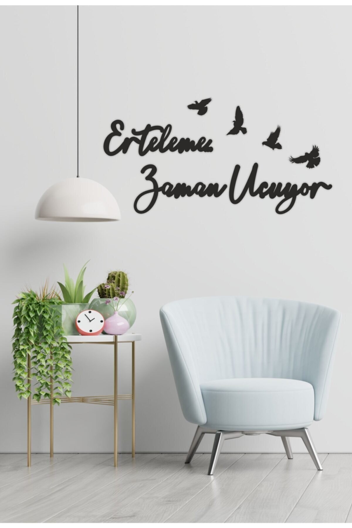 Erteleme Zaman Uçuyor 7 Parça Ahşap Duvar Dekoru