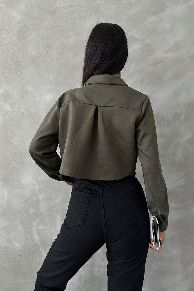 Haki Kısa Süet Gomlek