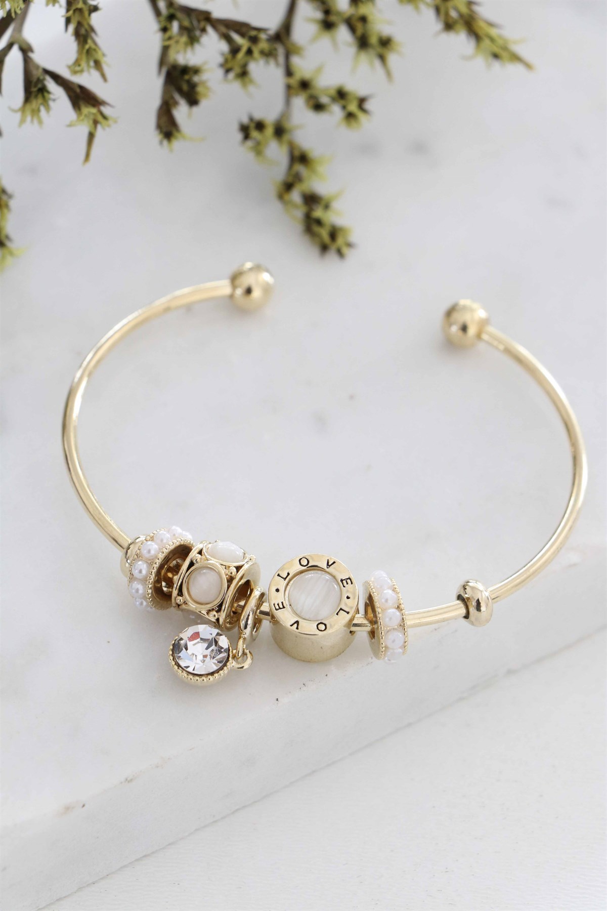 İnci Ve Zirkon Detaylı Gold Pandora
