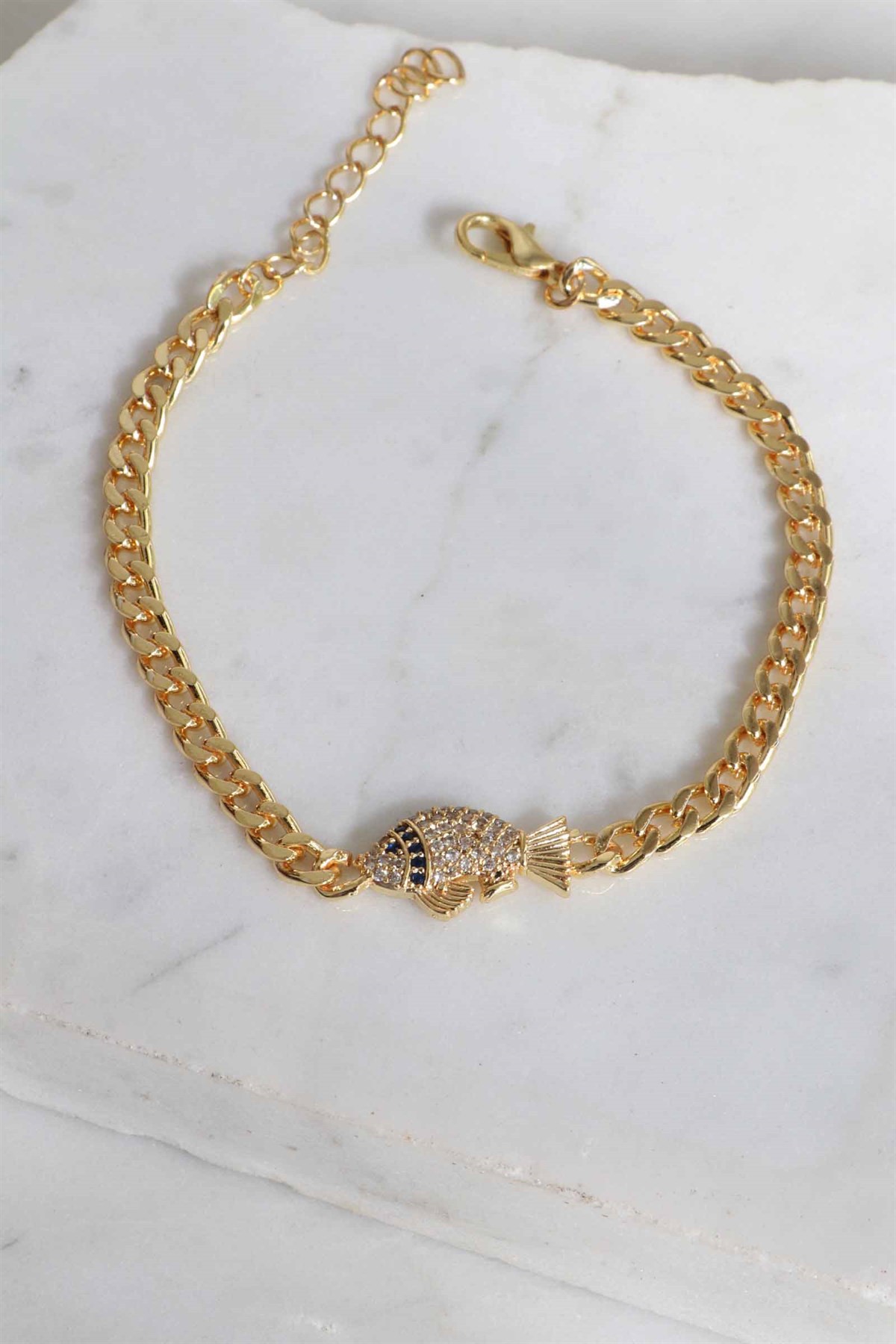 Kadın Gold Balık Zirkon Taşlı Bileklik