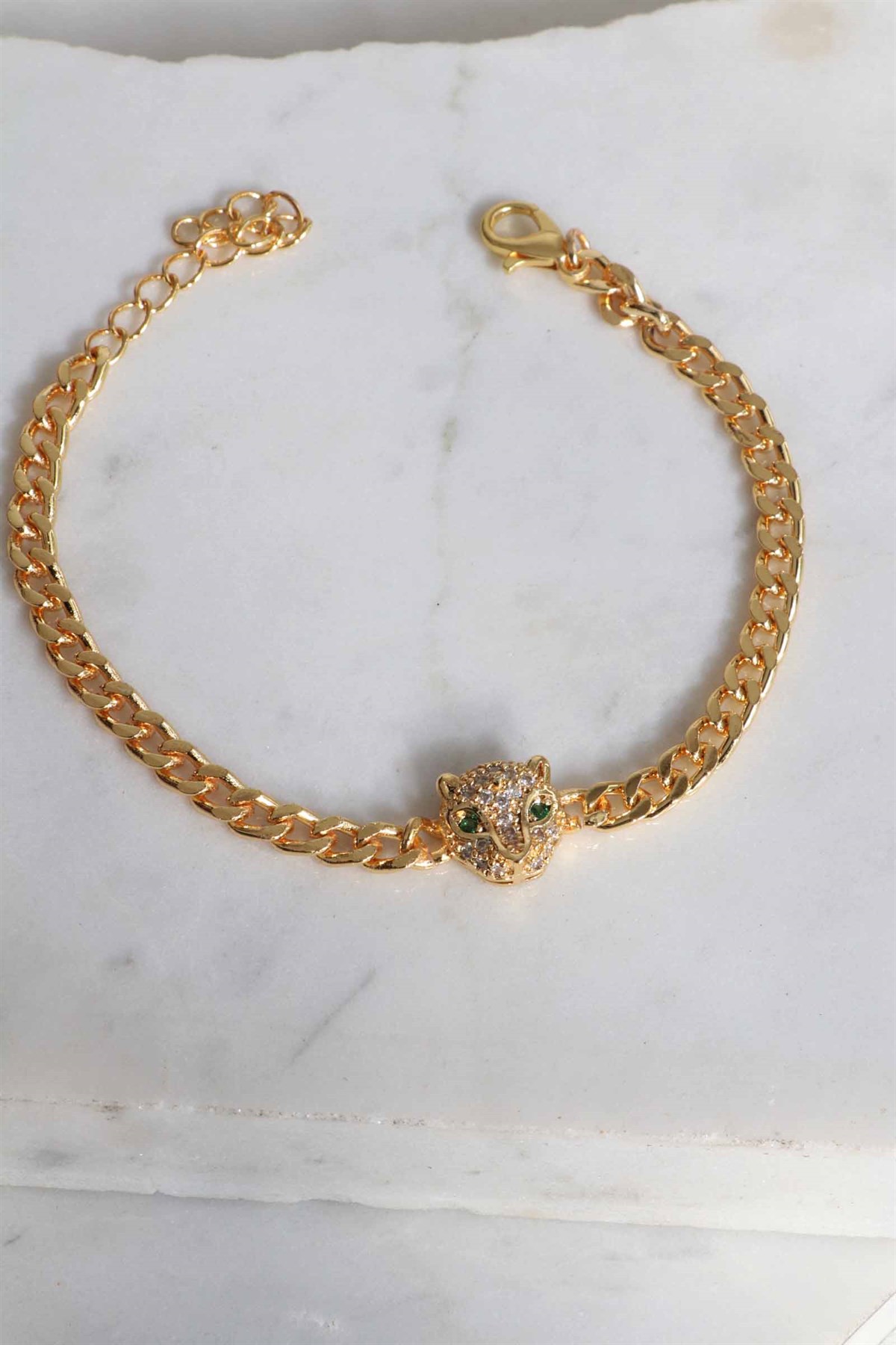 Kadın Gold Kaplan Zirkon Taşlı Bileklik