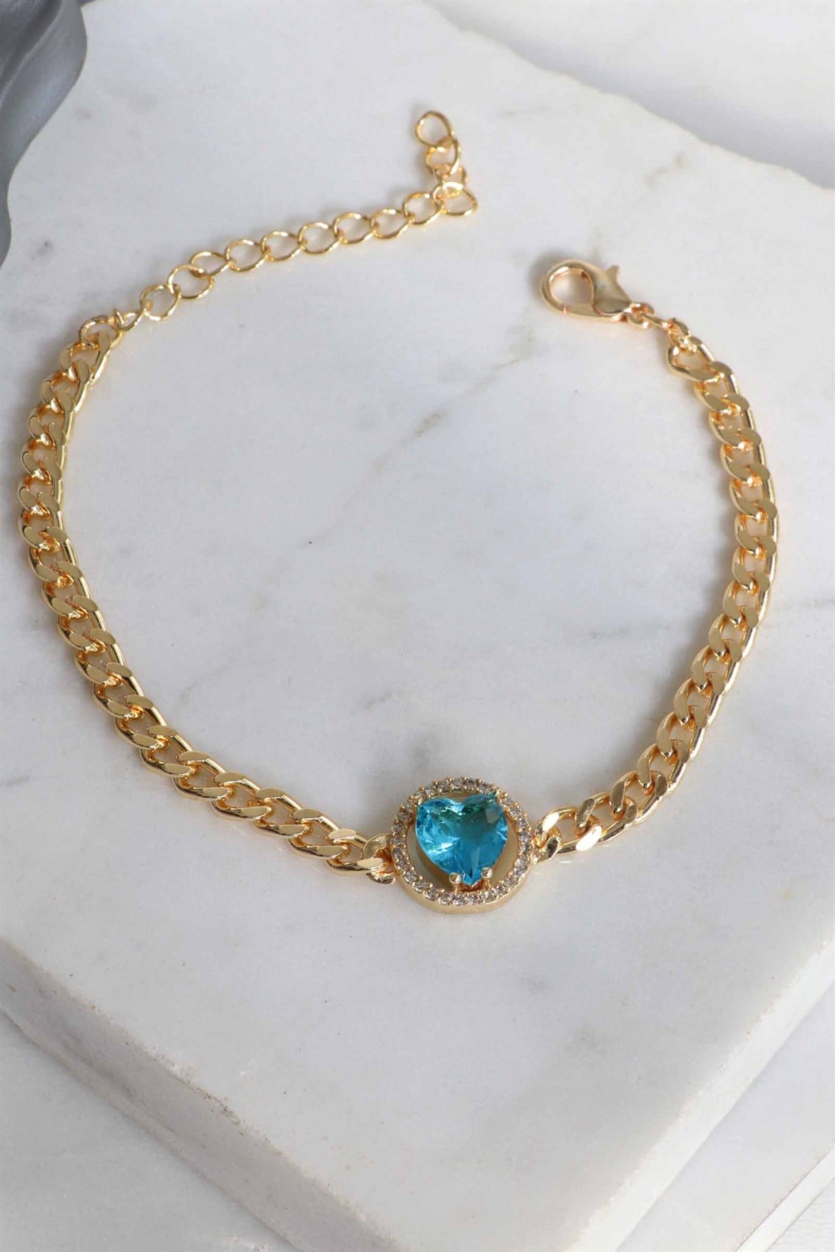 Kadın Gold Mavi Kristal Taşlı Bileklik