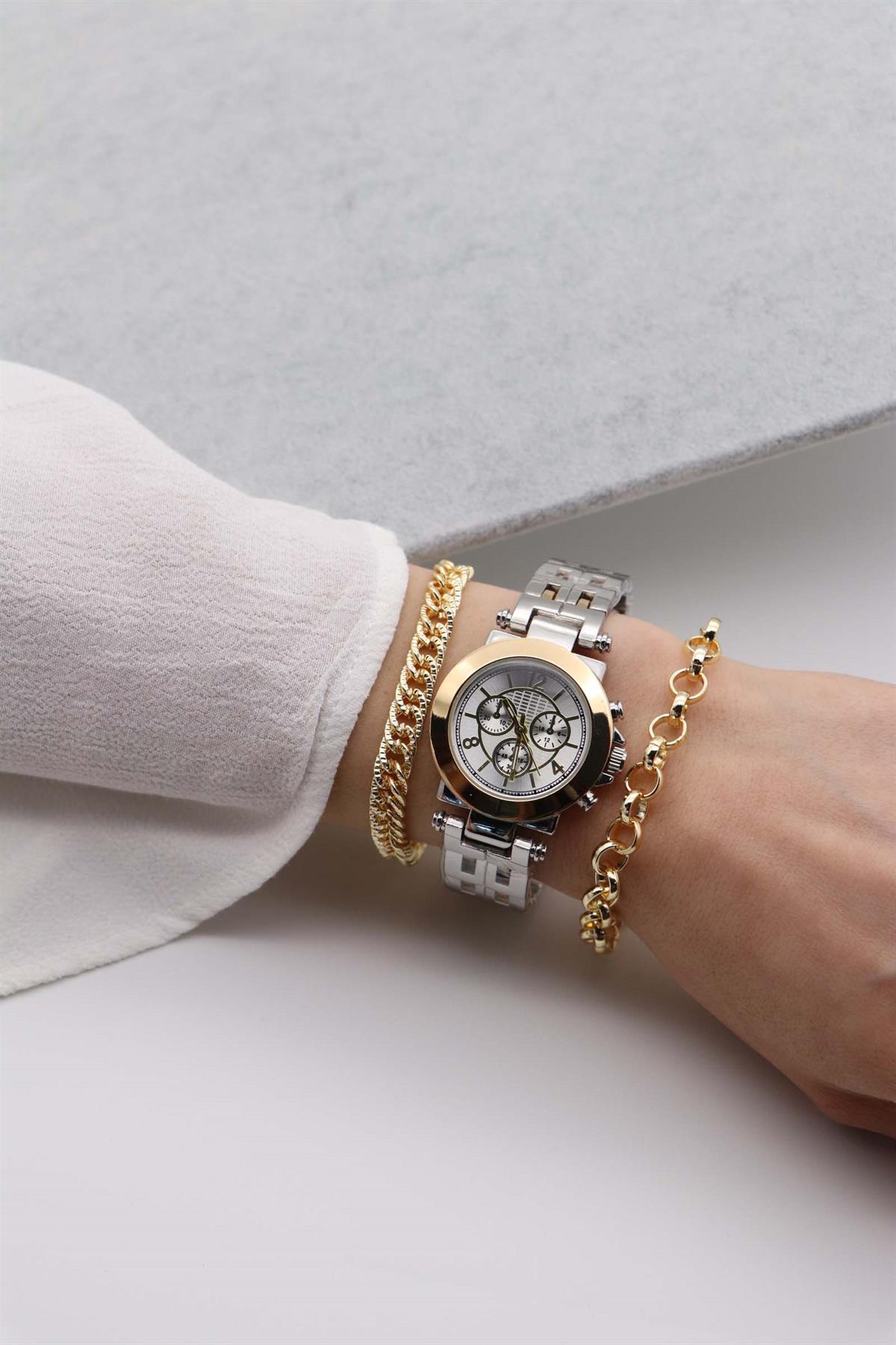 Pasha Kadın Çelik Çift Kordonlu Kol Saati 