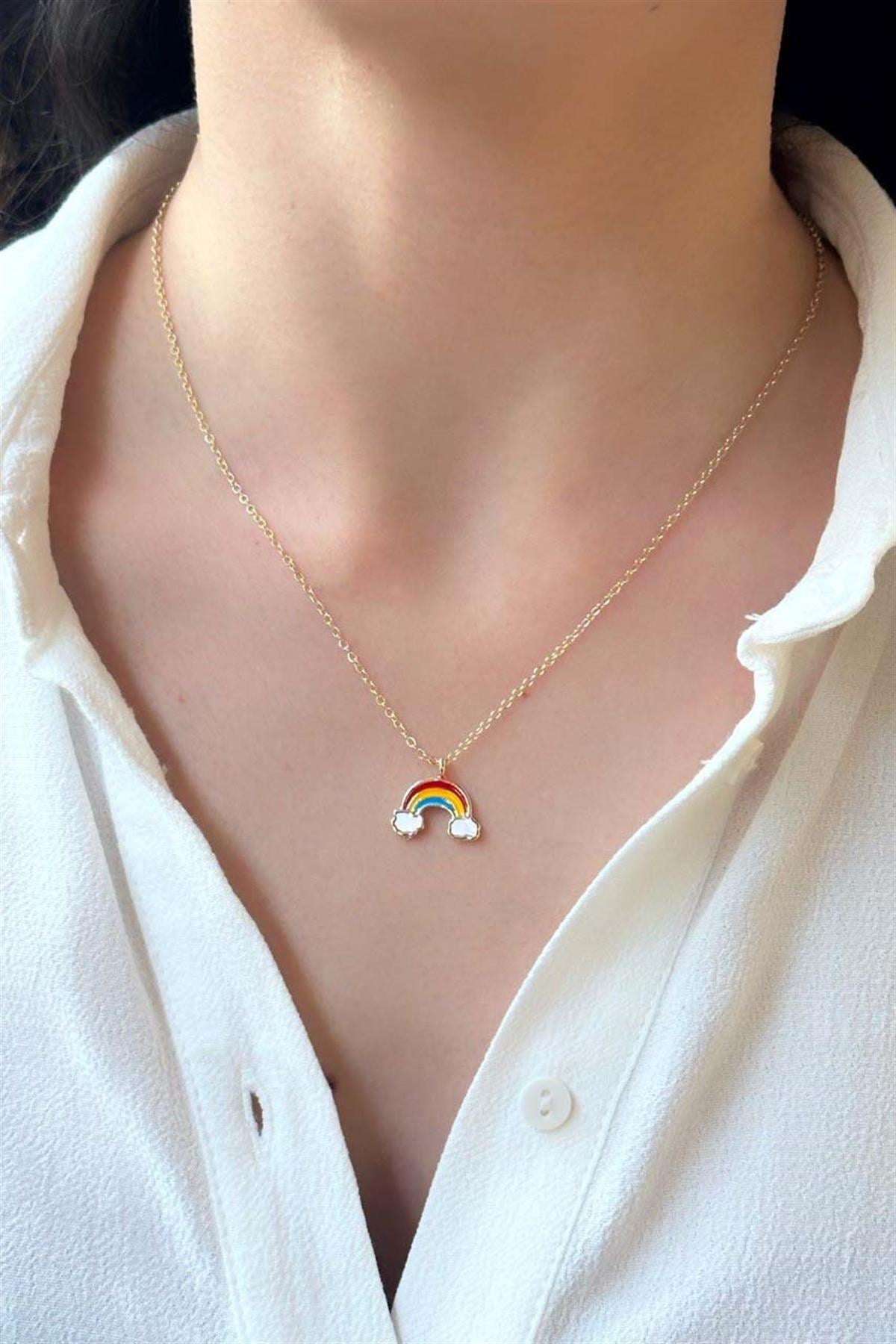 Rainbow Gold Zincirli Kolye