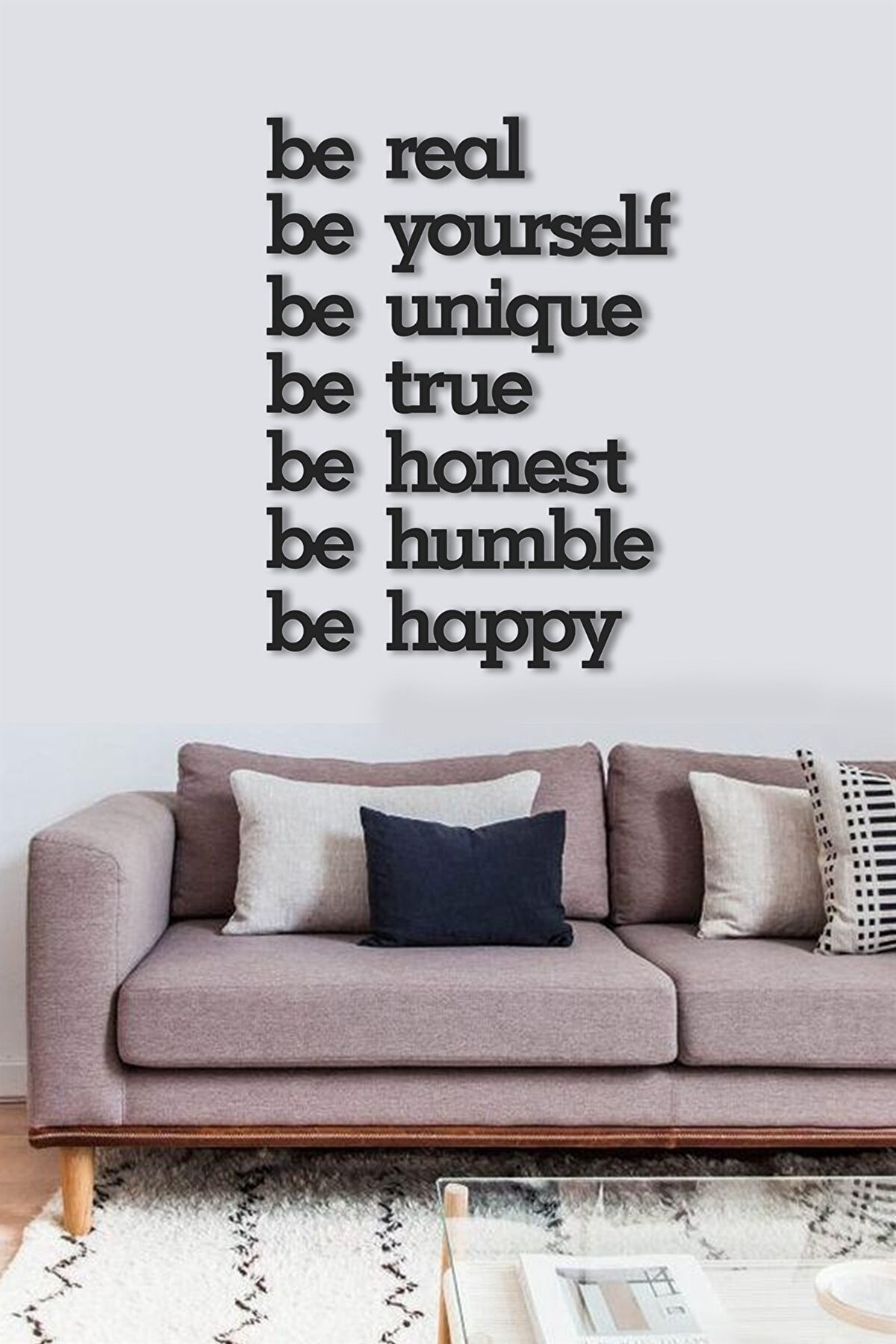 Siyah Ahşap Be Real Be Yourself Duvar Dekoru