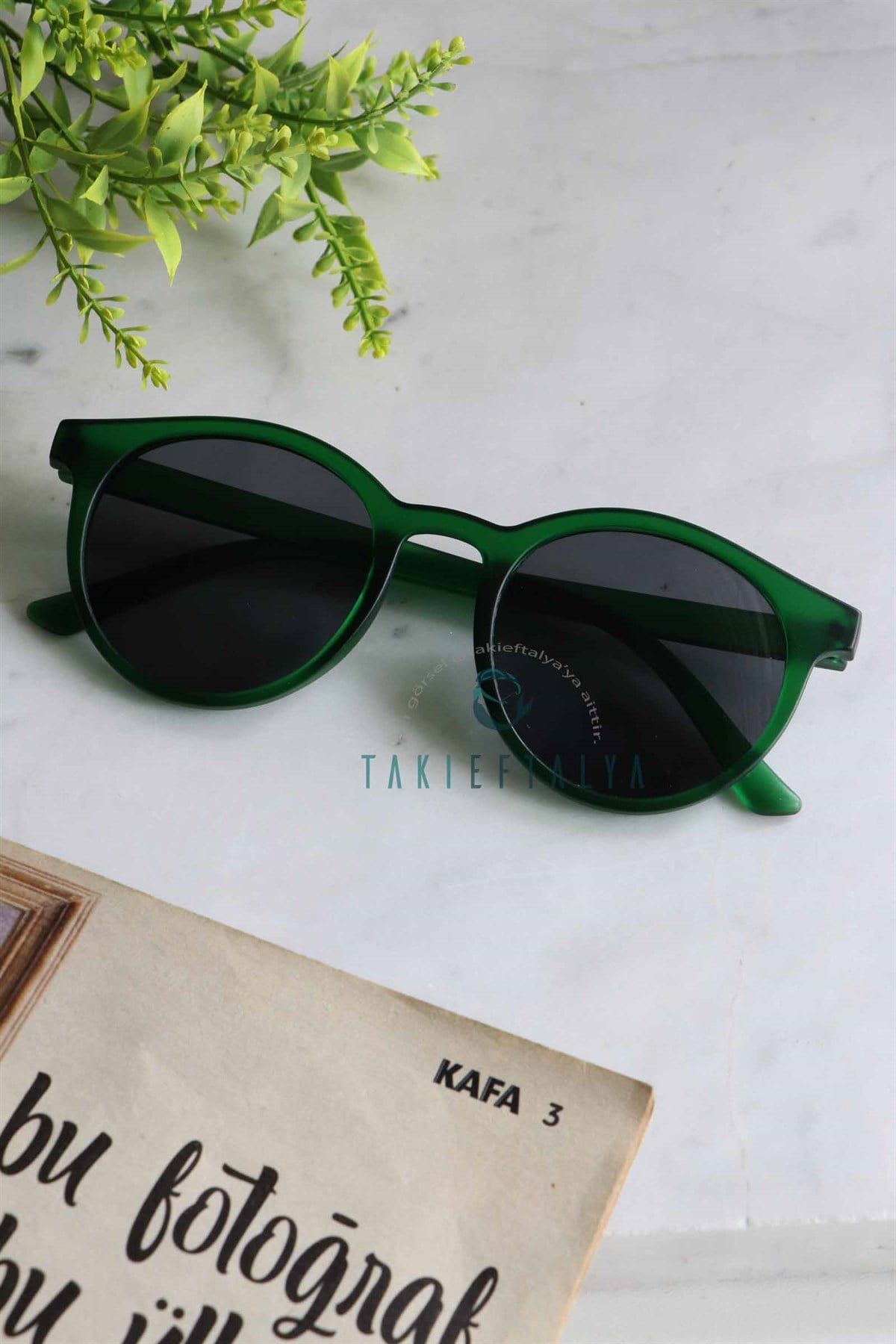 Unisex Oval Style Dark Green Güneş Gözlüğü