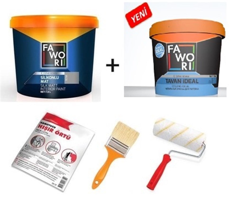 FAWORİ SİLİKONLU MAT İÇ CEPHE 15 LT + FAWORİ TAVAN BOYA 10 KG.