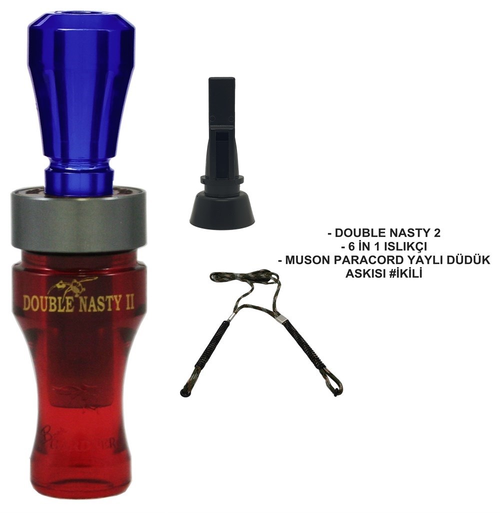 Buck Gardner Nasty 2 Yaylı Askılı Düdük Seti 4#Red Blue