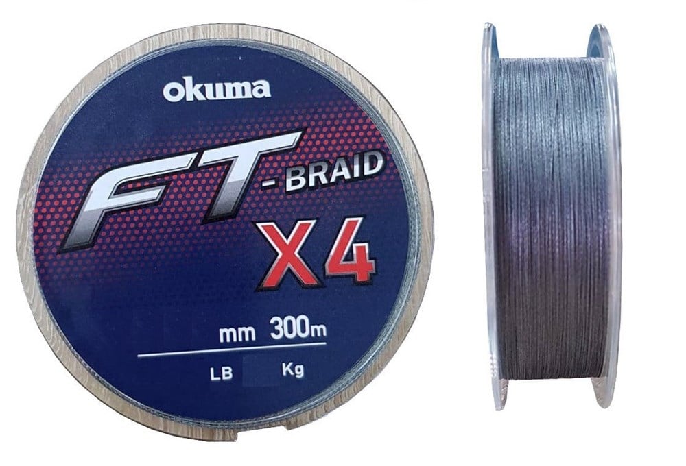 OKUMA FT-X4 BRAİDED LİNE 300 MT GREY ÖRGÜ İP MİSİNA # 0,130 MM
