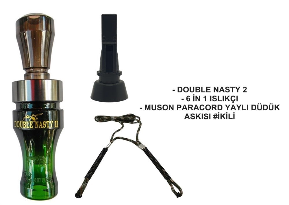 Buck Gardner Nasty 2 Yaylı Askılı Düdük Seti 1#Camo Green S.
