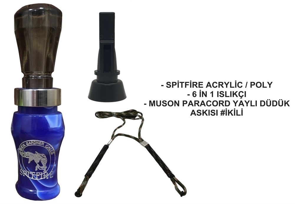 Buck Gardner Spitfire Yaylı Askılı Düdük Seti 2# Blue