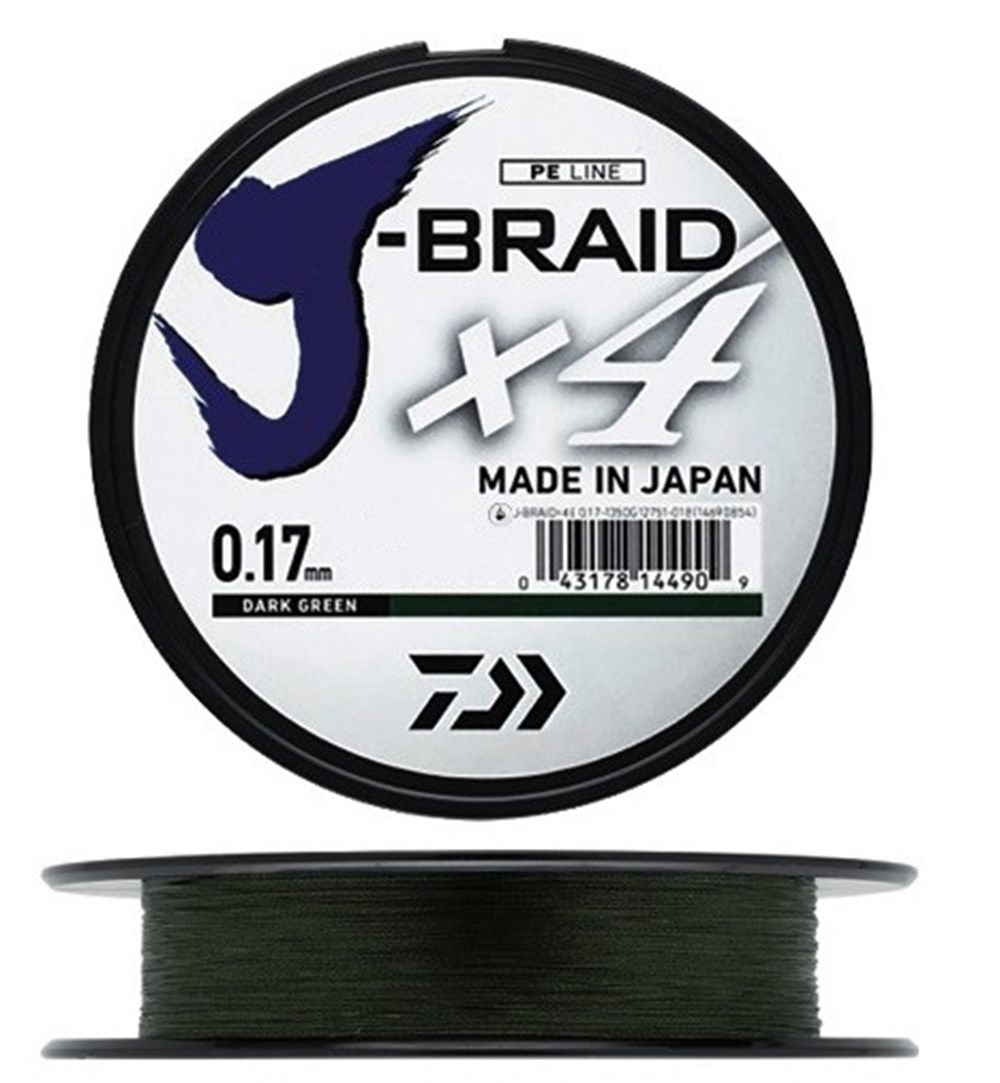 DAİWA J-BRAİD 4 KAT 270MT KOYU YEŞİL ÖRGÜ İP MİSİNA # 0,21 MM
